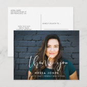 Carte Postale Design élégant Merci de graduation photo (Devant / Derrière)