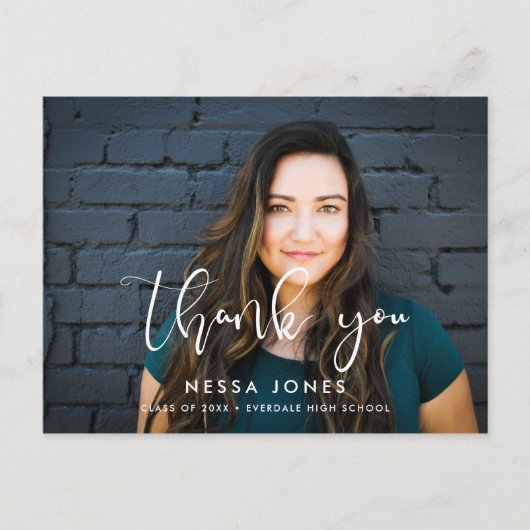Carte Postale Design élégant Merci de graduation photo (Devant)