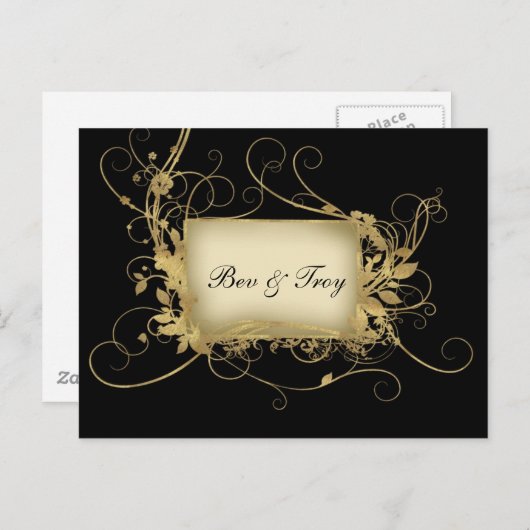 Carte Postale Design élégant or et noir tourbillon - customisez- (Devant / Derrière)