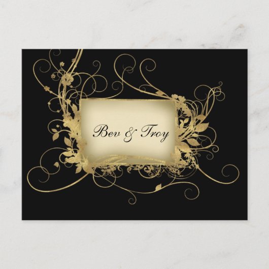 Carte Postale Design élégant or et noir tourbillon - customisez- (Devant)