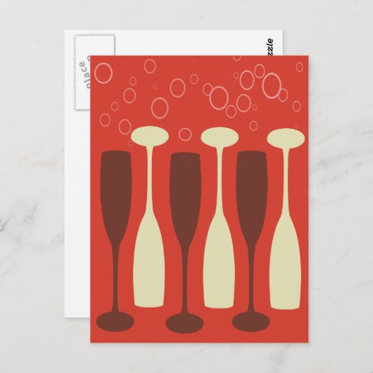 Carte Postale Design en verre de vin Abstrait (Devant / Derrière)