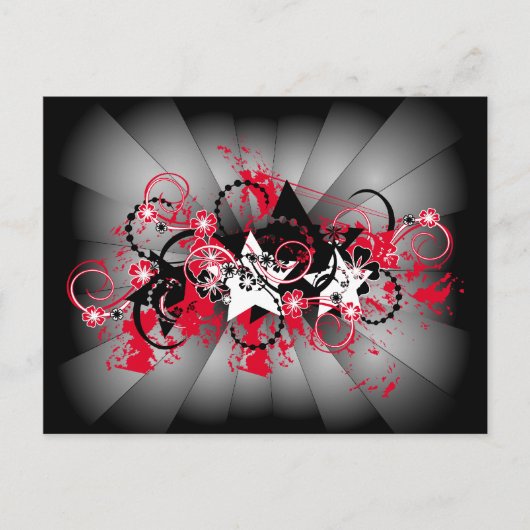 Carte Postale design floral étoiles (Devant)