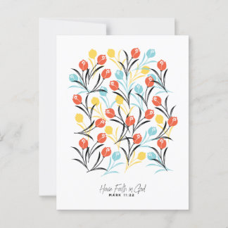 Carte Postale Design floral Motif de Tulipe en blanc