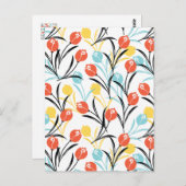 Carte Postale Design floral Motif de Tulipe en blanc (Devant / Derrière)