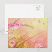 Carte Postale design floral rose (Devant / Derrière)