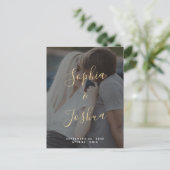 Carte Postale Design Gold Script Vellum Look Photo Enregistrer l (Debout devant)