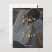 Carte Postale Design Gold Script Vellum Look Photo Enregistrer l (Devant / Derrière)