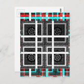 Carte Postale Design graphique À damiers noir, blanc et rouge (Devant / Derrière)