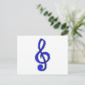 Carte Postale Design graphique Clé Arbre Moyen Bleu (Debout devant)