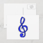 Carte Postale Design graphique Clé Arbre Moyen Bleu (Devant / Derrière)