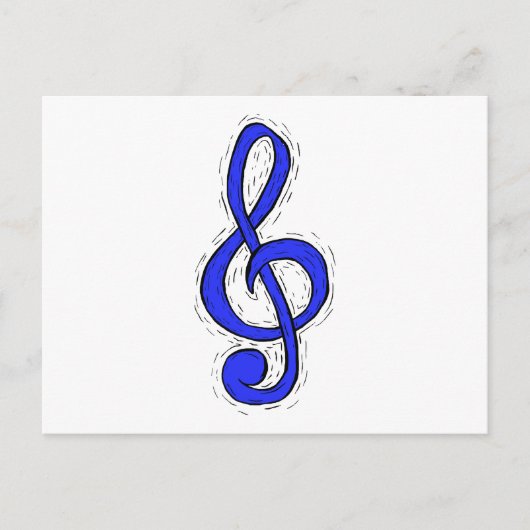 Carte Postale Design graphique Clé Arbre Moyen Bleu (Devant)