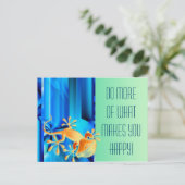 Carte Postale Design graphique transparent - bleu noir I & Gecko (Debout devant)