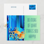 Carte Postale Design graphique transparent - bleu noir I & Gecko (Devant / Derrière)