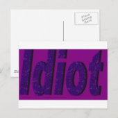 Carte Postale Design "Idiot" violet stylisé (Devant / Derrière)