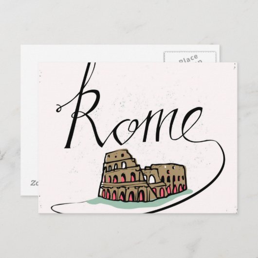 Carte Postale Design Lettré à la main de Rome (Devant / Derrière)