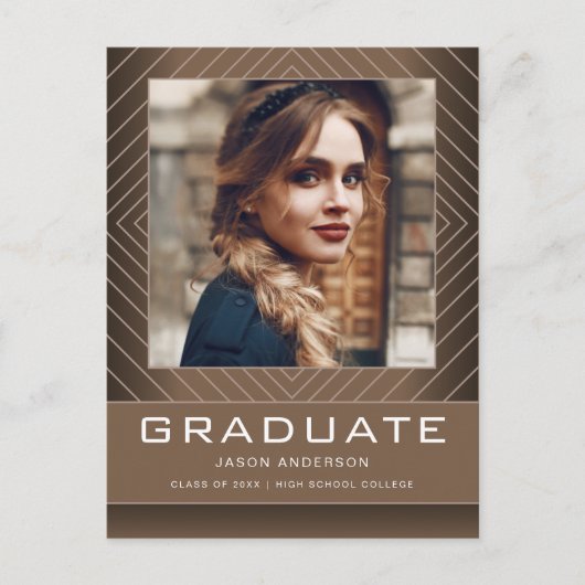 Carte Postale Design moderne 1 Photo Brown Tan Grad Faire-part (Devant)