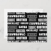 Carte Postale Design moderne cool pour Frères : Mots positifs (Devant / Derrière)