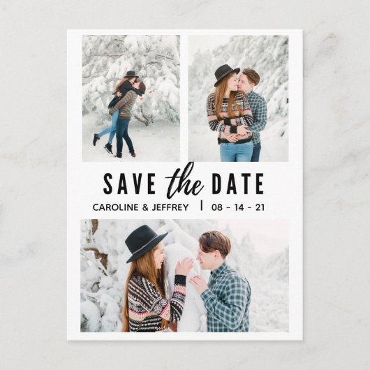 Carte Postale design moderne multi photo enregistrer la date (Devant)