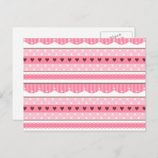 Carte Postale Design Motif rose pâle et mignon (Devant / Derrière)