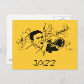 Carte Postale Design musicien JAZZ (Devant / Derrière)
