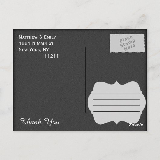 Carte Postale Design noir et blanc simple et élégant (Dos)