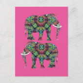 Carte Postale Design orné d'éléphants indiens décorés (Devant)