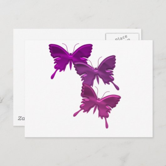 Carte postale Design Papillon violet (Devant / Derrière)