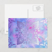 Carte Postale Design rose et bleu orné (Devant / Derrière)