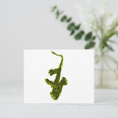Carte Postale Design saxophone, version verte (Debout devant)