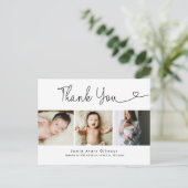 Carte Postale Design Script coeur photo collage bébé merci (Debout devant)