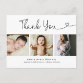 Carte Postale Design Script coeur photo collage bébé merci (Devant)