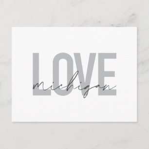 Carte Postale Design simple, moderne, urbain, cool Love Michigan