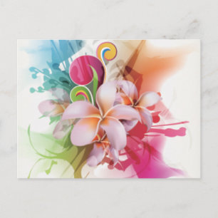 Carte Postale Design tourbillonnant floral aux couleurs vives