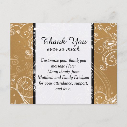 Carte Postale Design Tourbillonnant noir, or et blanc (Devant)