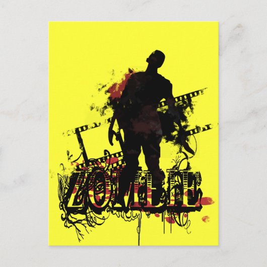 Carte Postale Design Zombie en noir et rouge (Devant)