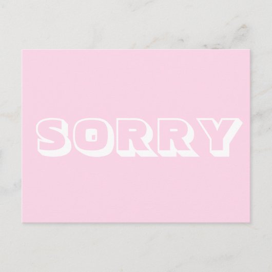 Carte Postale Désolé, blanc clair et moderne (Devant)