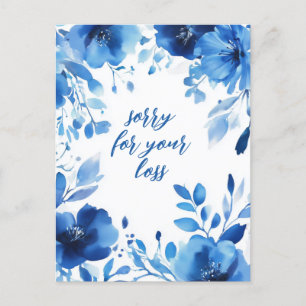Carte Postale DÉSOLÉ D'Aquarelle Bleu Blooms POUR PERDRE PERSONN