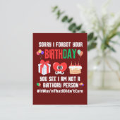 Carte Postale Désolé d'avoir oublié ton anniversaire pas une per (Debout devant)