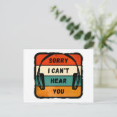 Carte Postale Désolé de ne pas vous entendre - Casques Retro (Debout devant)