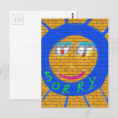 Carte Postale Désolé Graffiti, Art Sad Face, Sadness Regret (Devant / Derrière)