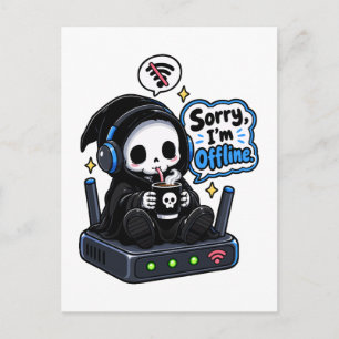 Carte Postale Désolé, je suis hors ligne humour de gamer introve