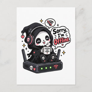 Carte Postale Désolé, je suis hors ligne humour de gamer introve