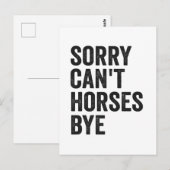 Carte Postale Désolé ne peut pas chevaux au revoir drôle cadeau (Devant / Derrière)