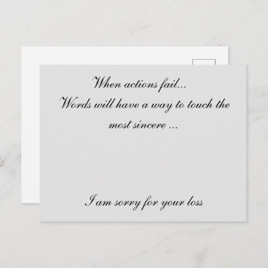 Carte Postale Désolé pour votre perte (Devant / Derrière)