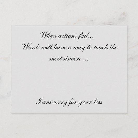 Carte Postale Désolé pour votre perte (Devant)