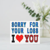 Carte Postale Désolé Pour Votre Perte Je Vous Aime (Debout devant)