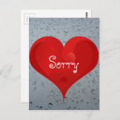 Carte Postale Désolé Regret Water Drops Fenêtre Pluie Red Heart (Devant / Derrière)