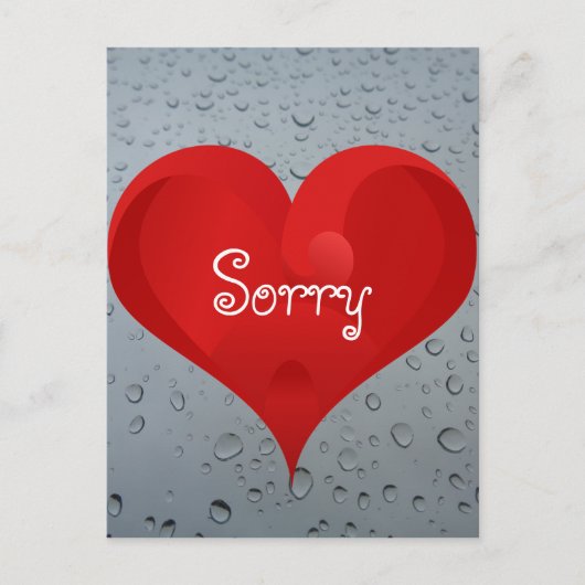 Carte Postale Désolé Regret Water Drops Fenêtre Pluie Red Heart (Devant)