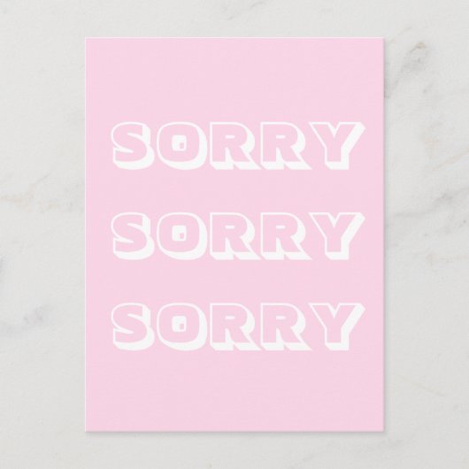 Carte Postale Désolé, rose clair blanc moderne et audacieux excu (Devant)