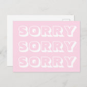 Carte Postale Désolé, rose clair blanc moderne et audacieux excu (Devant / Derrière)